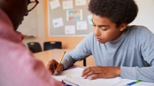 Tutor teaching SAT math skills